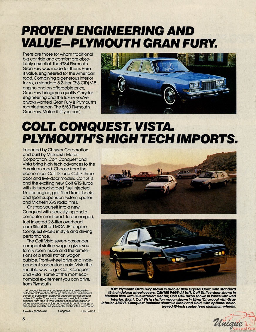 1984 Plymouth Full-Line Brochure Page 4